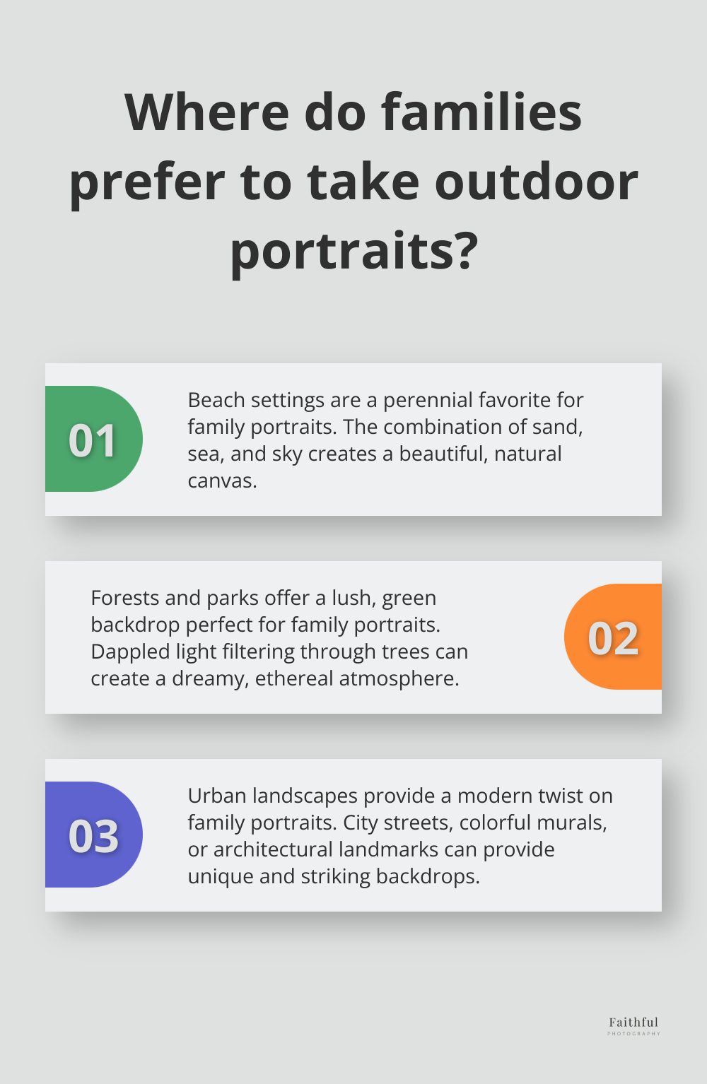Infographic: Where do families prefer to take outdoor portraits? - family portraits ideas