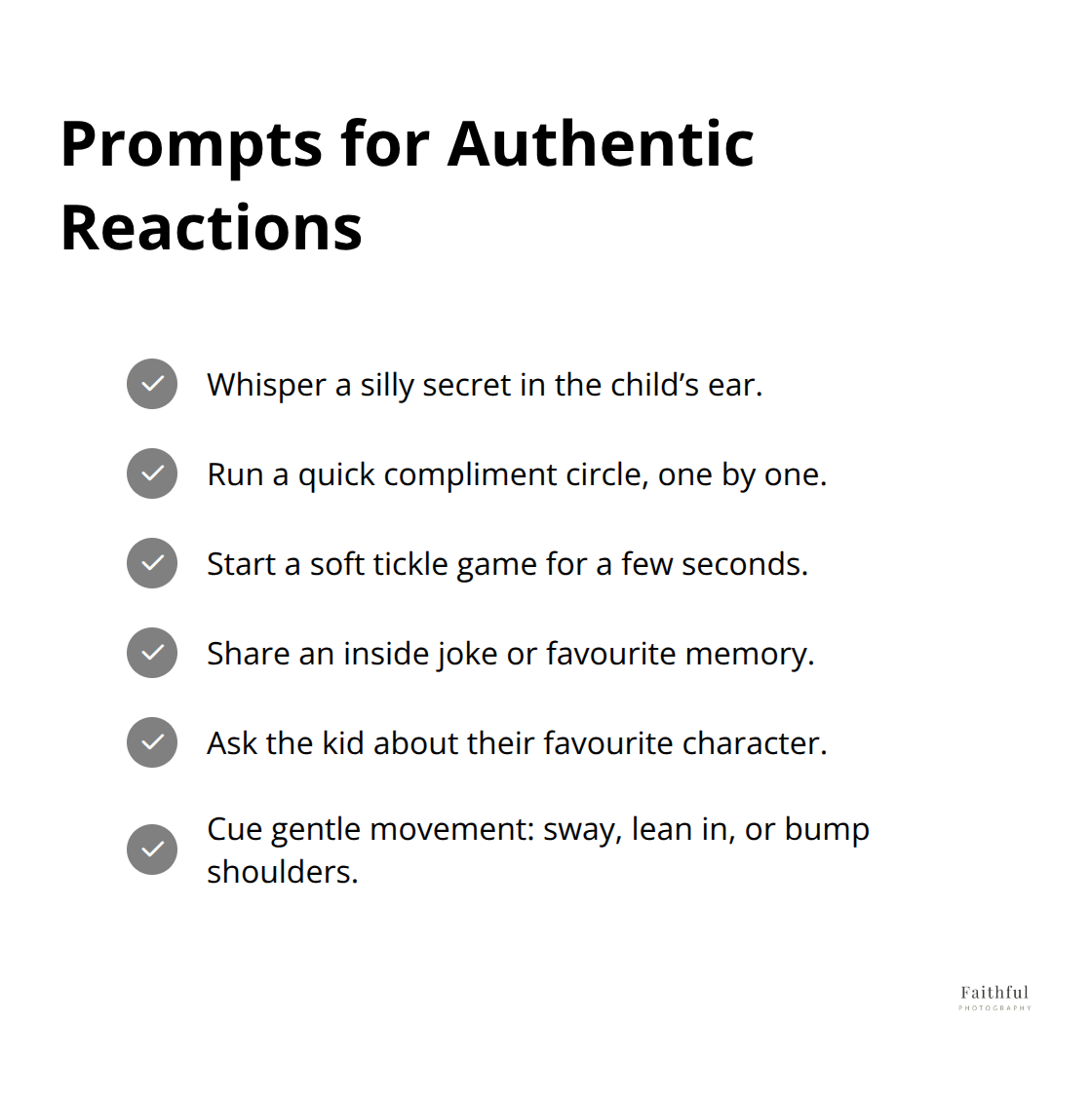 Quick prompts photographers can use to spark genuine expressions during family-of-three sessions